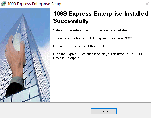 1099Express Installation Wizard Finished screen